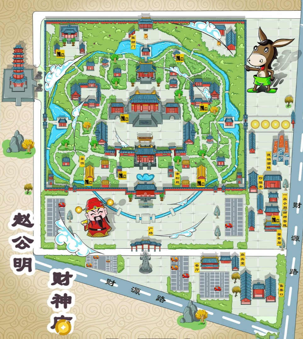 昭觉寺庙类手绘地图